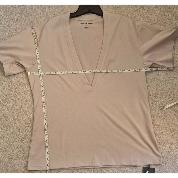 The Rare Basics Deep V Neck Short Sleeve Cotton Blend Top Size XXL NWT - Picture 6 of 9